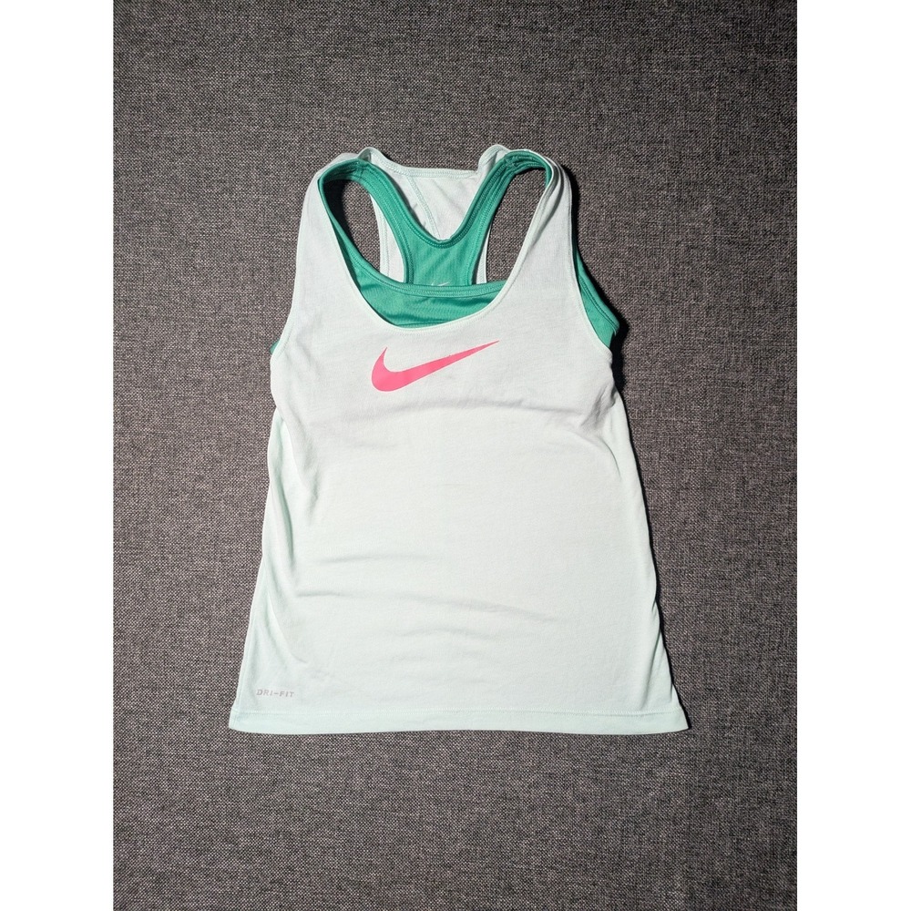 Nike Dri-Fit Green Tank Top Hybrid Built In Sports Bra Performance Shirt Small